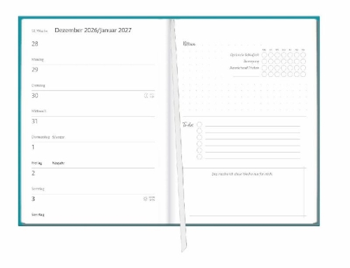 Buchcover und Innenansicht für das Buch: Kalenderbuch A6 blau 2027