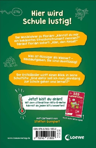 Buchcover und Innenansicht für das Buch: 333 Kinderwitze - Schule