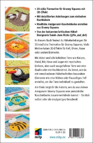 Buchcover und Innenansicht für das Buch: Amigurumi Granny Squares