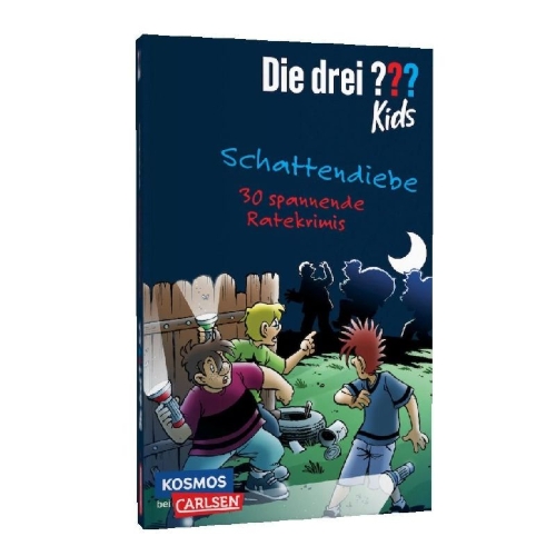 Buchcover und Innenansicht für das Buch: Die drei ??? Kids: Schattendiebe. 30 spannende Ratekrimis!