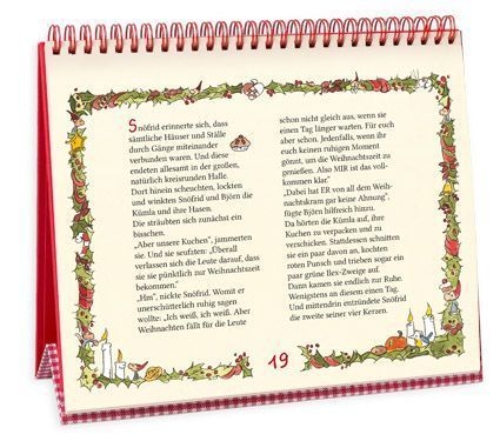 Buchcover und Innenansicht für das Buch: Snöfrid aus dem Wiesental. Weihnachtszauber im Nordland. 24 Adventskalender-Geschichten