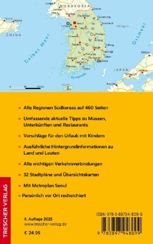 Buchcover und Innenansicht für das Buch: TRESCHER Reiseführer Südkorea