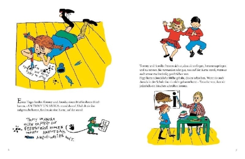 Buchcover und Innenansicht für das Buch: Pippi firar födelsedag