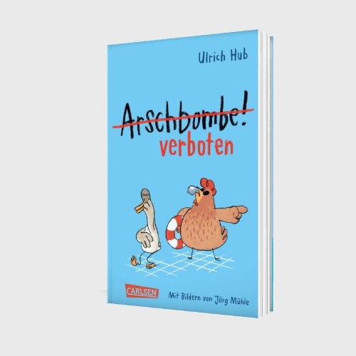 Buchcover und Innenansicht für das Buch: Arschbombe verboten