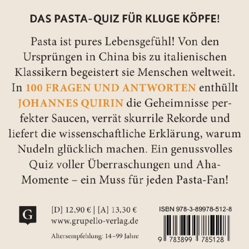 Buchcover und Innenansicht für das Buch: Pasta-Quiz