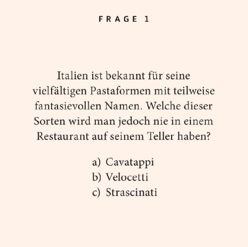 Buchcover und Innenansicht für das Buch: Pasta-Quiz