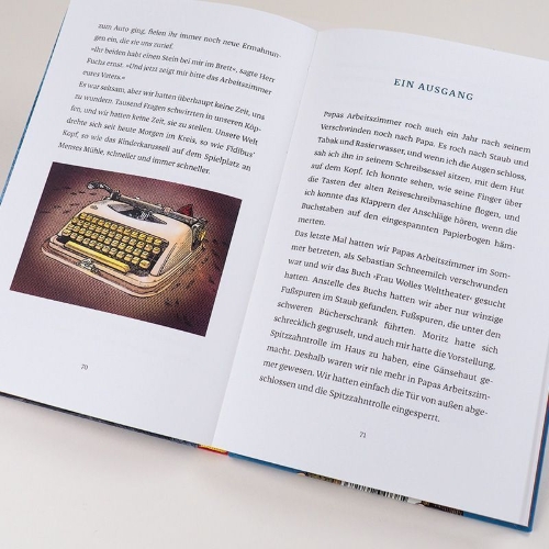 Buchcover und Innenansicht für das Buch: Frau Wolle und die Welt hinter der Welt