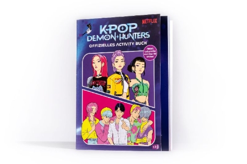 Buchcover und Innenansicht für das Buch: KPop Demon Hunters - Official Activity Book. Puzzles, Mazes, and over 50 Stickers!