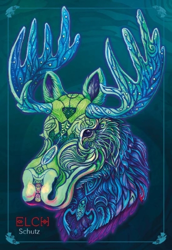 Buchcover und Innenansicht für das Buch: Echoes of the Wild Souls - Krafttiere aus den slawischen Wäldern und nordischen Weiten (Orakelkarten - Krafttierkarten)