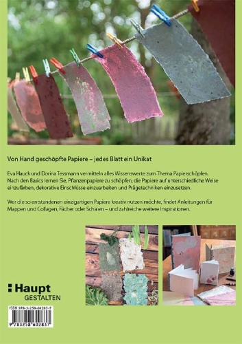 Buchcover und Innenansicht für das Buch: Papiere schöpfen und gestalten