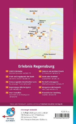 Buchcover und Innenansicht für das Buch: MICHAEL MÜLLER Reiseführer Regensburg MM-City