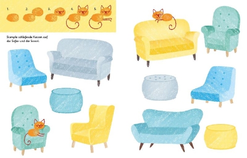 Buchcover und Innenansicht für das Buch: Fingerstempeln: Hunde und Katzen