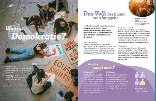 Buchcover und Innenansicht für das Buch: WAS IST WAS Demokratie. Deine Stimme zählt