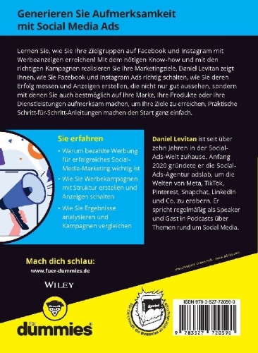 Buchcover und Innenansicht für das Buch: Facebook und Instagram Ads für Dummies