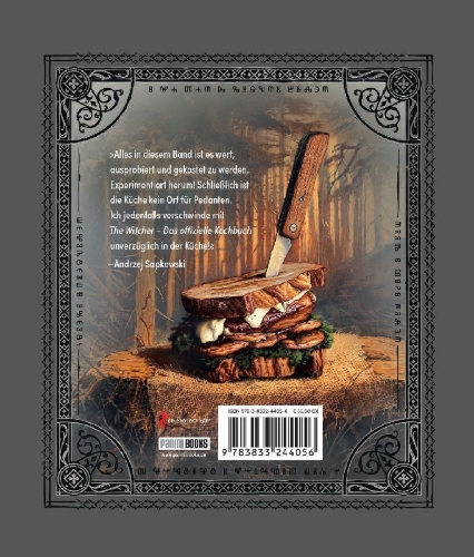 Buchcover und Innenansicht für das Buch: The Witcher Official Cookbook: Provisions, Fare, and Culinary Tales from Travels Across the Continent