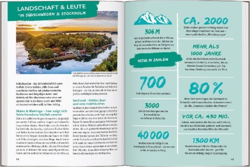 Buchcover und Innenansicht für das Buch: MARCO POLO OUTDOOR GUIDE Reiseführer Südschweden, Stockholm