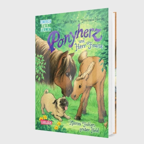 Buchcover und Innenansicht für das Buch: Ponyherz und Herr Franz: Kleines Fohlen, großer Held