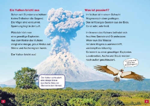 Buchcover und Innenansicht für das Buch: WAS IST WAS Erstes Lesen. Vulkane
