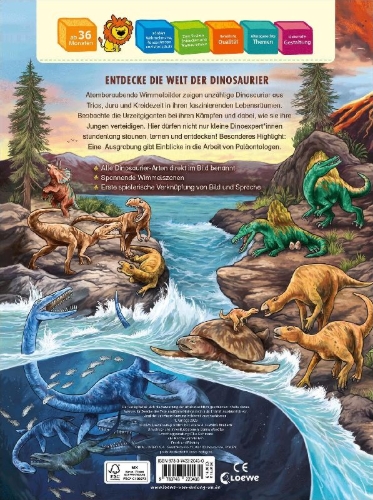 Buchcover und Innenansicht für das Buch: Das große Wimmelbuch der Dinosaurier