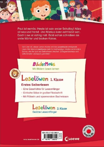 Buchcover und Innenansicht für das Buch: Leselöwen 1. Klasse - Das beste erste Schuljahr