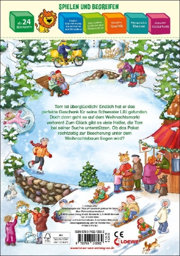 Buchcover und Innenansicht für das Buch: Mein liebstes Weihnachts-Wimmelbuch
