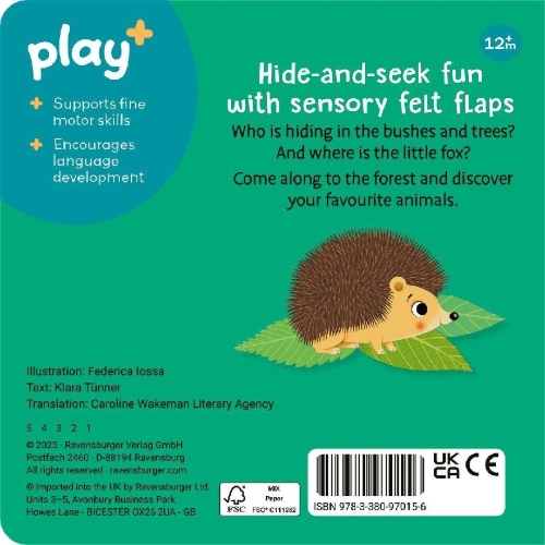 Buchcover und Innenansicht für das Buch: Play+ Are you hiding, little fox?