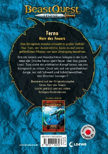 Buchcover und Innenansicht für das Buch: Beast Quest Legend 1 - Ferno, Herr des Feuers