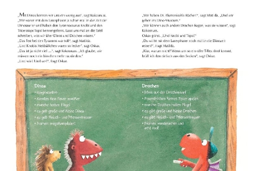 Buchcover und Innenansicht für das Buch: Der kleine Drache Kokosnuss - Abenteuer & Wissen - Dinosaurier