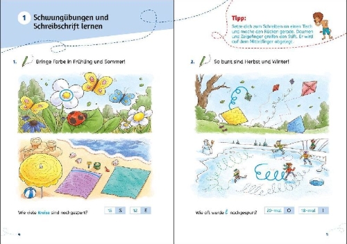 Buchcover und Innenansicht für das Buch: Leselöwen Lernhilfen - Schreibschrift lernen - 2. Klasse