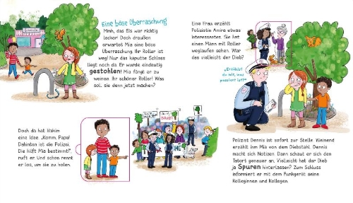 Buchcover und Innenansicht für das Buch: WAS IST WAS Meine Welt Band 15 Tatütata, die Polizei!