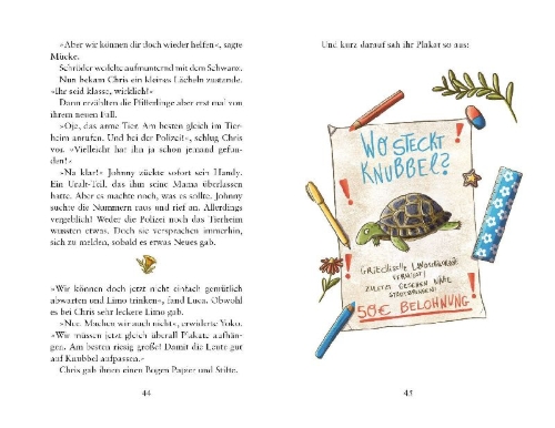 Buchcover und Innenansicht für das Buch: Die wilden Pfifferlinge - Schildkrötenalarm