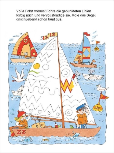 Buchcover und Innenansicht für das Buch: 100 Mal- und Denkspiele für den Kindergarten