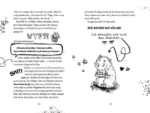 Buchcover und Innenansicht für das Buch: Kathas Katastrophen - Mein Leben zwischen Knochenjob und Hamsterflop