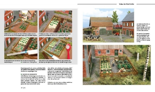 Buchcover und Innenansicht für das Buch: Modellbahnbau in Perfektion: Landwirtschaft und Bauernhöfe
