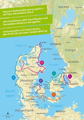Buchcover und Innenansicht für das Buch: MARCO POLO Camper Guide Dänemark