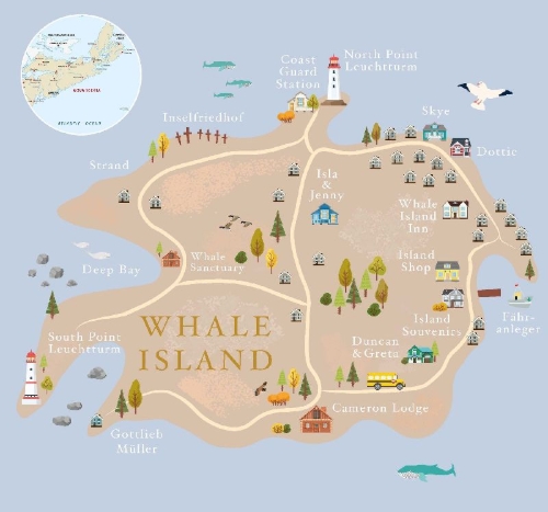 Buchcover und Innenansicht für das Buch: Neuanfang auf Whale Island
