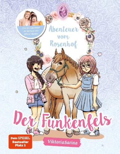 Buchcover und Innenansicht für das Buch: Abenteuer vom Rosenhof. Der Funkenfels