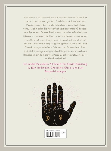 Buchcover und Innenansicht für das Buch: The Little Guide to Palmistry. How to read anyone's unique personality and potential from their hands