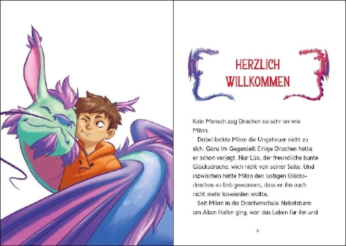 Buchcover und Innenansicht für das Buch: Drachenschule Nebelsturm (Band 3) - Das Turnier der Drachen