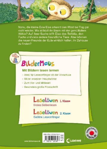 Buchcover und Innenansicht für das Buch: Bildermaus - Die kleine Eule sucht ihr Zuhause