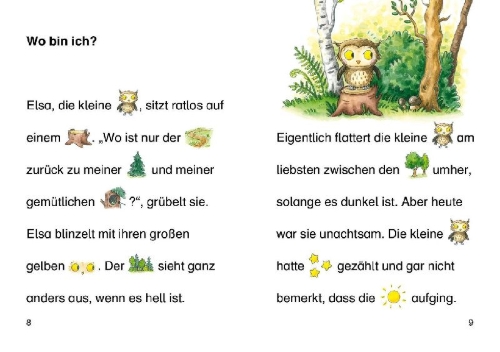 Buchcover und Innenansicht für das Buch: Bildermaus - Die kleine Eule sucht ihr Zuhause