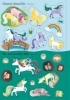 Buchcover und Innenansicht für das Buch: Meine glitzernde Stickerwelt: Magische Einhörner