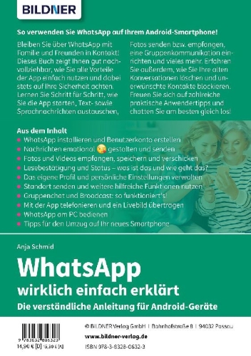 Buchcover und Innenansicht für das Buch: WhatsApp wirklich einfach erklärt - Die verständliche Anleitung für Android-Geräte wie Samsung, Xiaomi, Poco, Oppo, OnePlus etc.