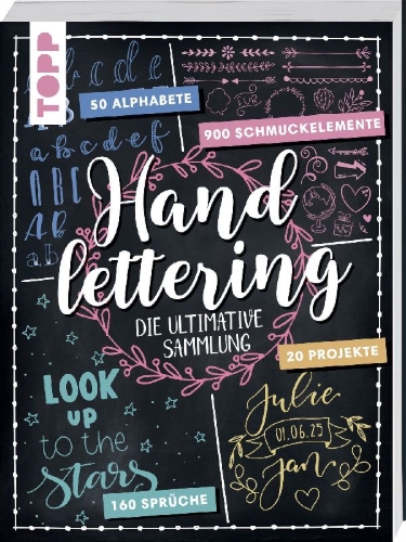 Buchcover und Innenansicht für das Buch: Handlettering - Die ultimative Sammlung