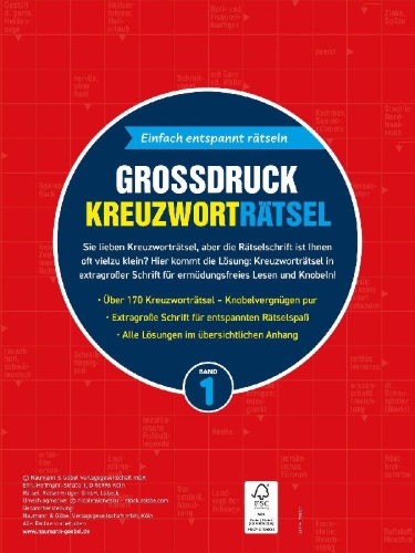 Buchcover und Innenansicht für das Buch: Großdruck Kreuzworträtsel Band 1 -  Rätselbuch für Senioren & Rentner mit großer Schrift