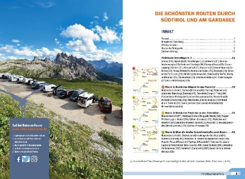 Buchcover und Innenansicht für das Buch: Reise Know-How Wohnmobil-Tourguide Südtirol und Gardasee