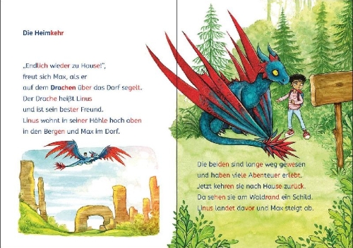 Buchcover und Innenansicht für das Buch: Leselöwen 2. Klasse - Im Bann des grünen Drachen