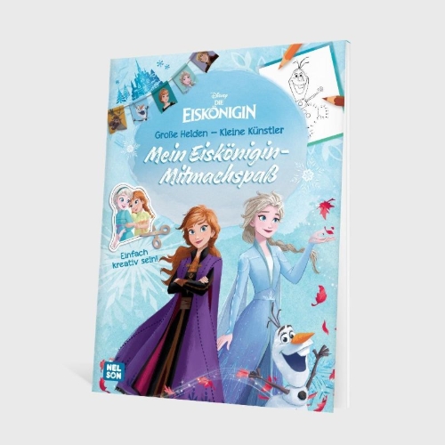 Buchcover und Innenansicht für das Buch: Disney Die Eiskönigin: Große Helden - Kleine Künstler: Mein Eiskönigin-Mitmachspaß