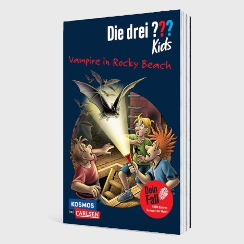 Buchcover und Innenansicht für das Buch: Die drei ??? Kids Dein Fall: Vampire in Rocky Beach