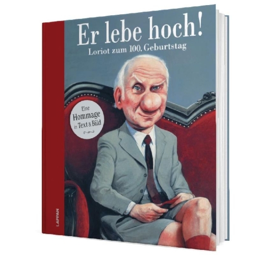 Buchcover und Innenansicht für das Buch: Er lebe hoch! Loriot zum 100. Geburtstag